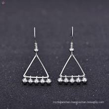 Removable Bead White Gold Plating Copper Triangle Statement Retro Earring